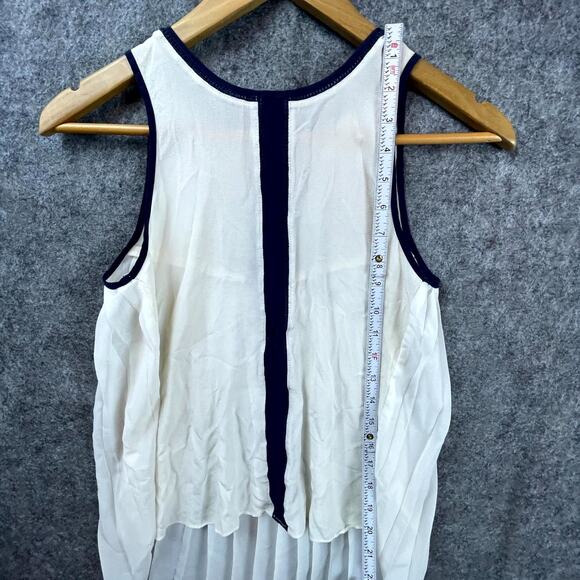 Greylin Tank Top Womens Small White Pleated Sleeveless Sheer Office Career - Picture 3 of 5